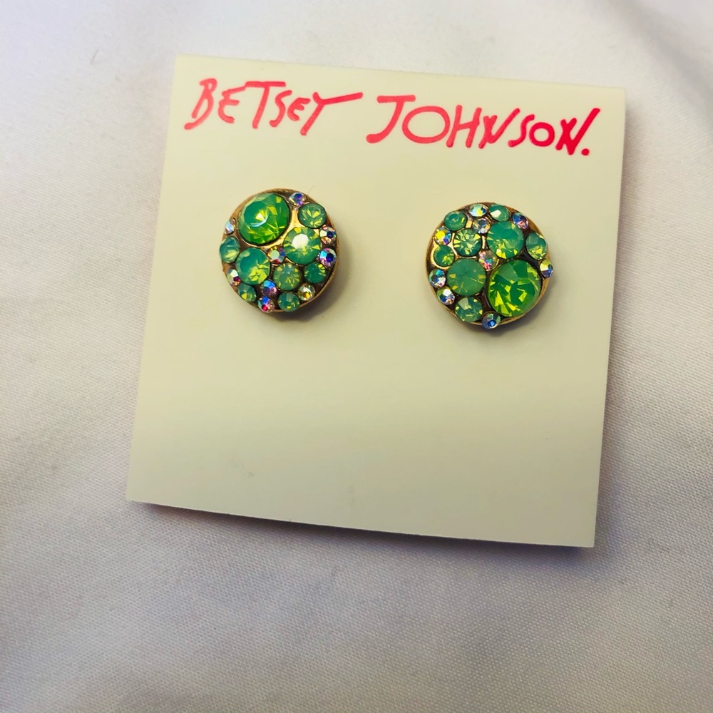 Betsy Johnson Rhinestone Blue Green Earrings